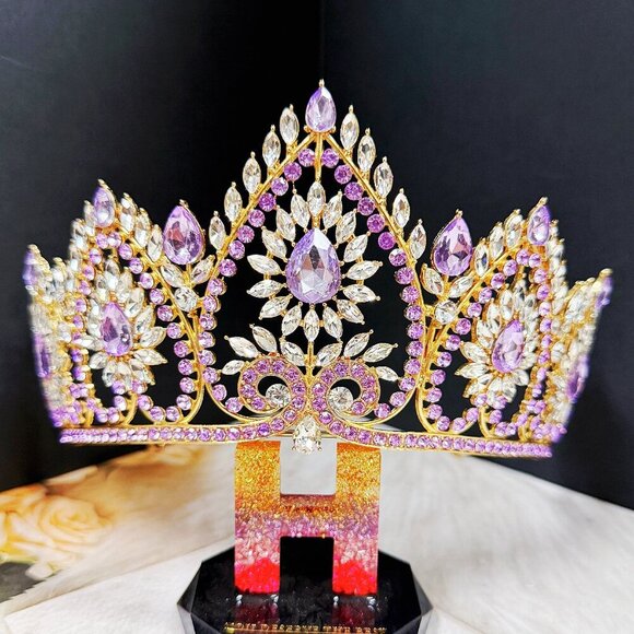 Victorian Gold Jewelry, Princess Crown, Goddess Jewelry, Purple Crystal Tiara main image 8